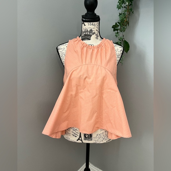 NWT - Free People Peach Carla Stripe Tank Top - Picture 2 of 12